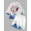 Sea Wave Koi Fish Kimono And C...