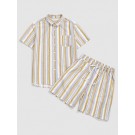 Striped Print Pocket Shirt And...