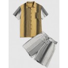 Contrasting Stripe Shirt And S...