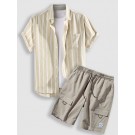 Striped Short Sleeves Shirts A...