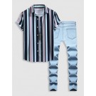 Mixed Vertical Stripes Shirt A...