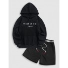 Letter Embroidery Pullover Hoo...