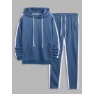 Color Spliced Striped Hoodie A...