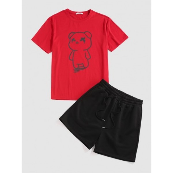 Luminous Bear Printed T-shirt And Solid ...