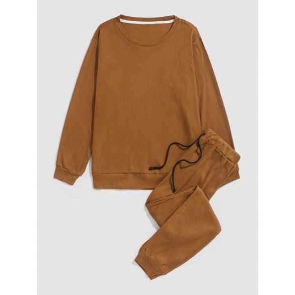 Textured Sweatshirt And Drawstring Pants...