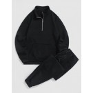 Solid Color Half Zip Design Sw...