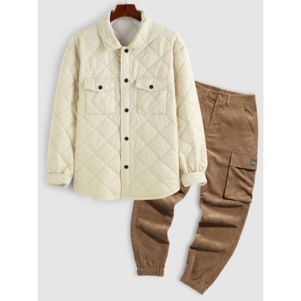 Double Pockets Design Quilted Jacket And...