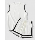 Color Spliced Tank Top And Sho...