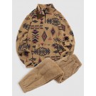 Faux Sherpa Ethnic Tribal Prin...