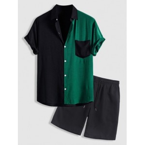 Two Tone Colorblock Short Sleeves Shirt ...