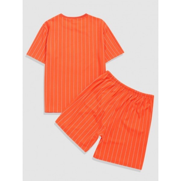 Stripe T-shirt And Shorts Two Piece Set