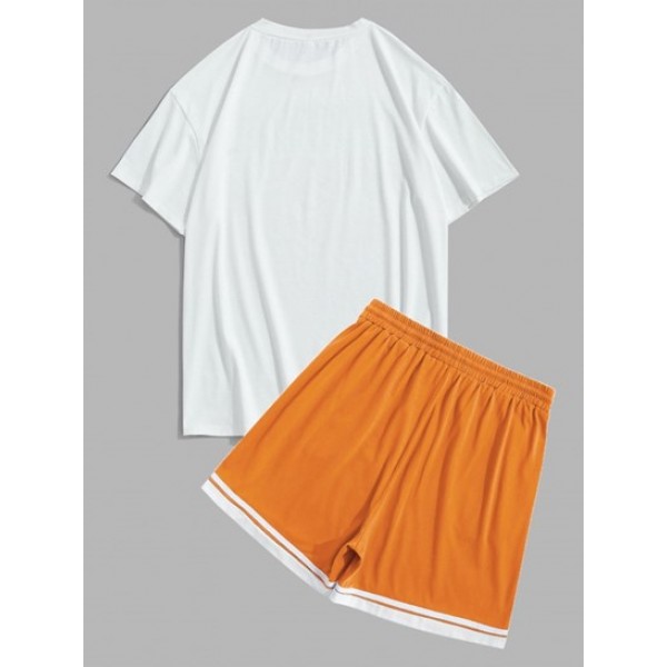 Sports CALIFORNIA Printed Tee And Drawstring Shorts Set