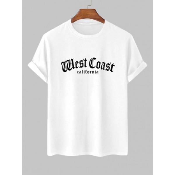 Letter West Coast California Graphic Printed T-shirt With Drawstring Techwear Cargo Pants Set