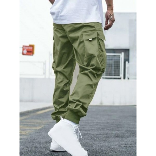 Striped Pattern Short Sleeves Button Fly Shirt And Techwear Cargo Pants Set