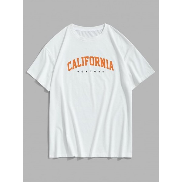 Sports CALIFORNIA Printed Tee And Drawstring Shorts Set