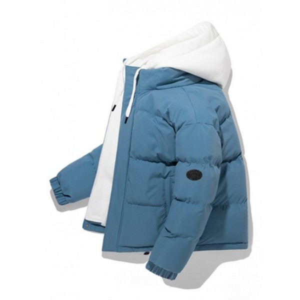 Dual Zip Hooded Pocket Puffer Padded Coat With Fuzzy West Coast Embroidered Polar Fleece Sweatpants Set