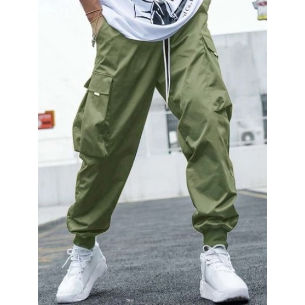 Striped Pattern Short Sleeves Button Fly Shirt And Techwear Cargo Pants Set