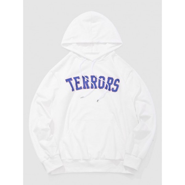 Letters TERRORS Print Hoodie And Sports Pants Set