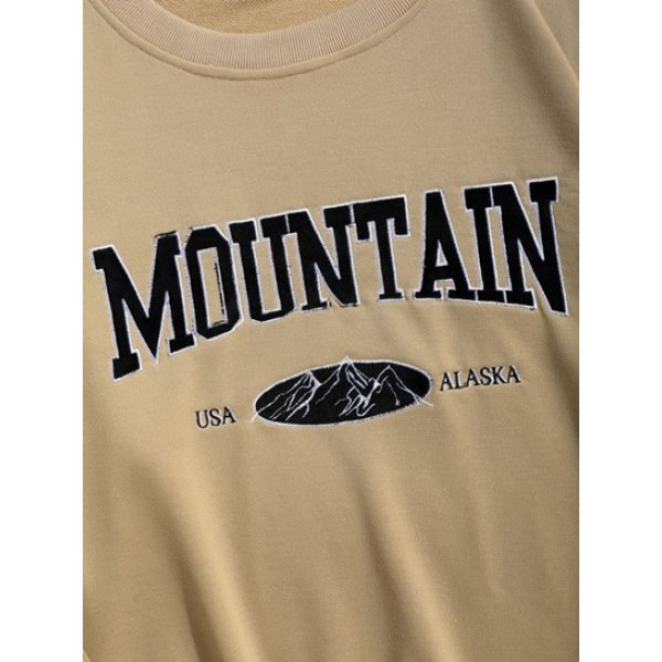 Mountain Letter Graphic Print Sweatshirt And Pants Set